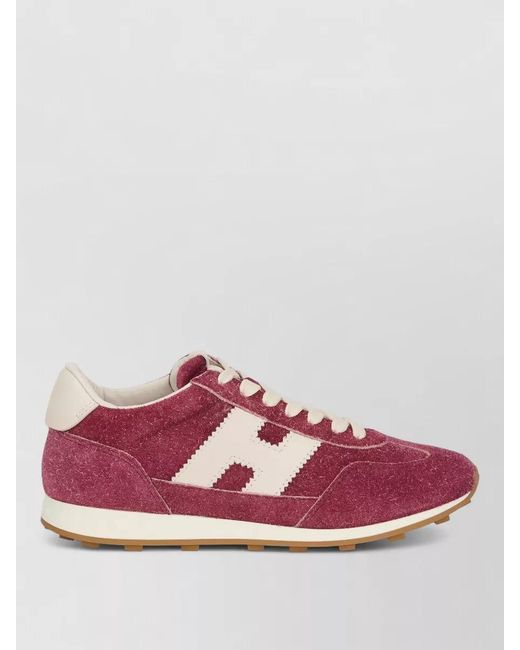 Hogan Pink Suede Sneakers Rubber Sole Flexible Grip