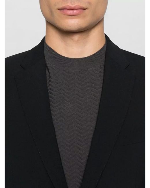 Emporio Armani Black Virgin Wool Single-Breasted Suit for men