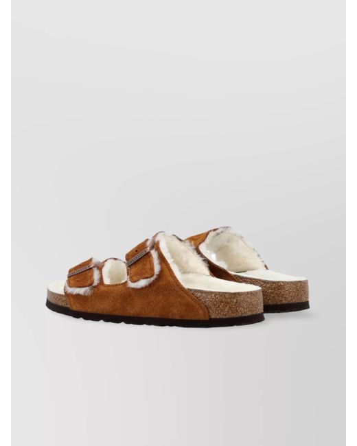 Birkenstock Brown Suede Leather Shearling Sandals