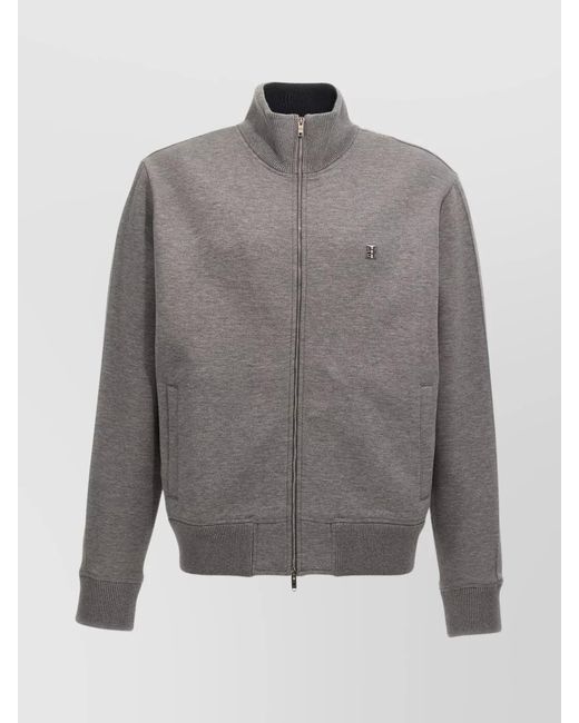 Givenchy Gray Cotton High-Neck Zip Sweatshirt for men