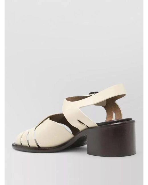 Hereu Metallic Ancora Sandals Ankle Strap Block Heel