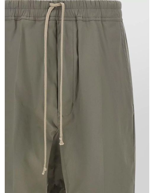 Rick Owens Green Cropped Drawstring Shorts Back Flap Pockets for men