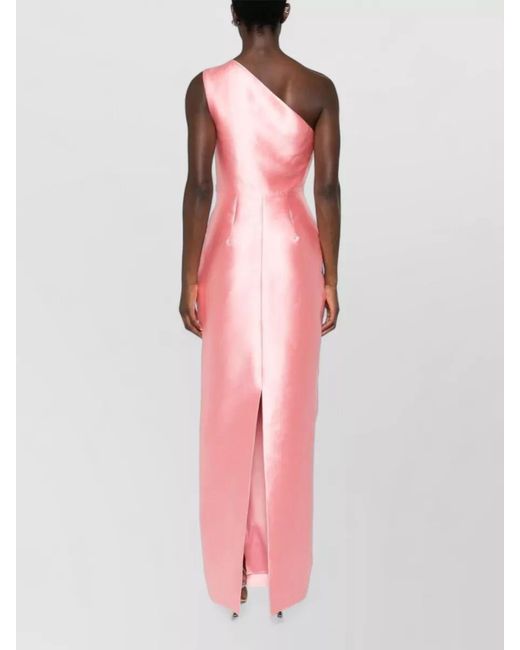 Solace London Pink Kira One Shoulder Satin Maxi Dress