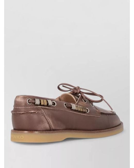 Pinko Brown Leather Loafers