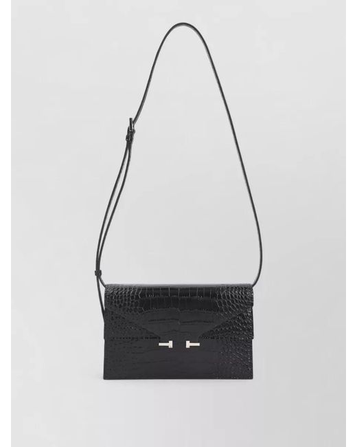 Tom Ford White Na Mini Leather Crocodile-Effect Shoulder Bag