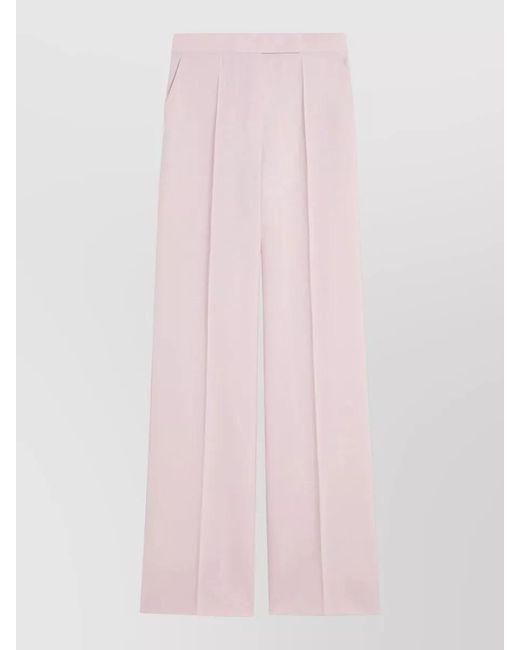 Max Mara Pink Wool Mohair Silk High-Rise Wide-Leg Trousers