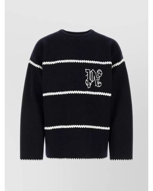Palm Angels Black Knit Wool Blend Pullover for men