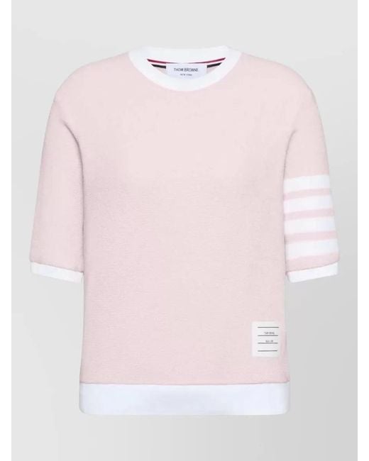 Thom Browne Pink Textured Piqué Short-Sleeve Sweatshirt