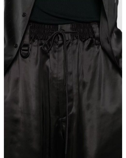 Y-3 Gray Satin Track Cargo Shorts for men