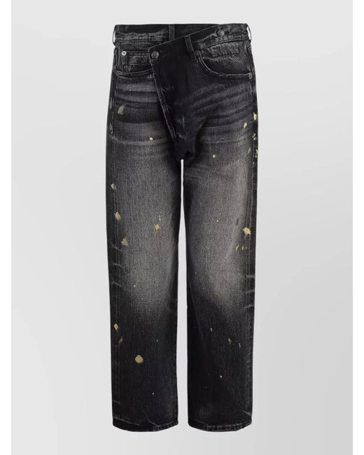 R13 Gray Straight Leg Jeans Five Pocket Design