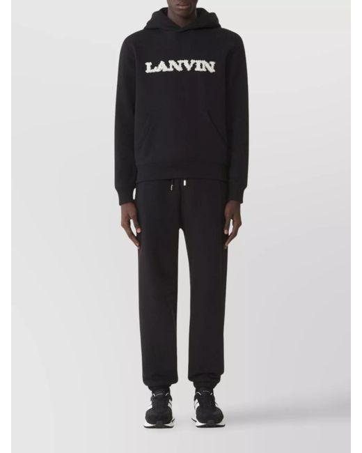 Lanvin Black Cotton Straight-Leg Track Pants for men