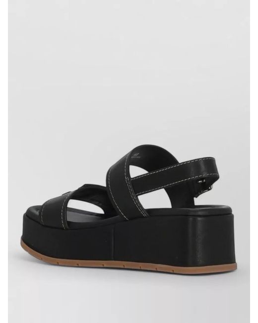 Hogan Black Leather Platform Sandals Open Toe Slingback