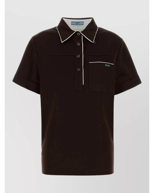 Prada Black Cotton Polo Shirt