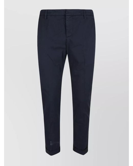 Dondup Blue Low-Rise Straight-Leg Trousers for men