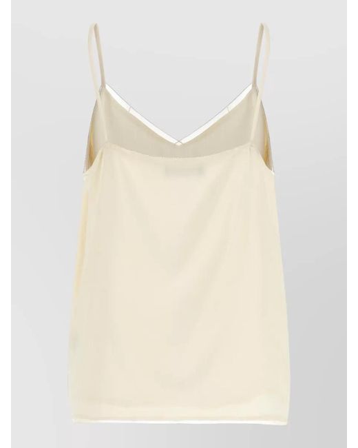 Fabiana Filippi Natural Filo Diamante Sheer Lightweight Spaghetti Strap Top