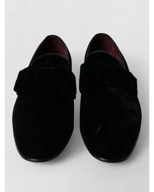 Dolce & Gabbana Black Velvet Loafers Formal Dress Shoes for men