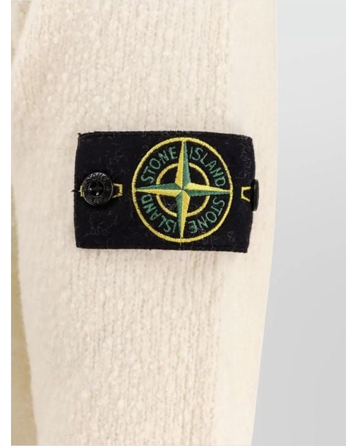 Stone Island Natural Wool Blend Ribbed Crewneck Sweater for men