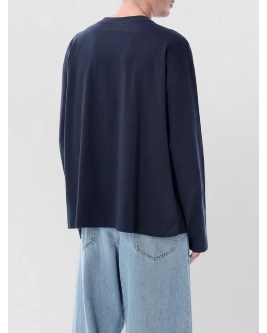 Dries Van Noten Blue Cotton Loose-Fit Long-Sleeve T-Shirt for men