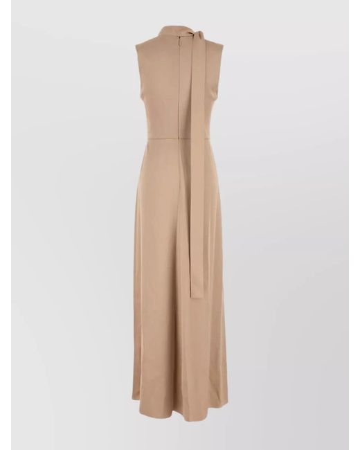 Fendi White Satin Long Dress High Neckline