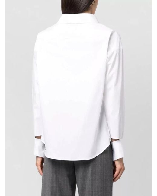 Jejia White Antoine Cotton Shirt Collared Neck Long Sleeves