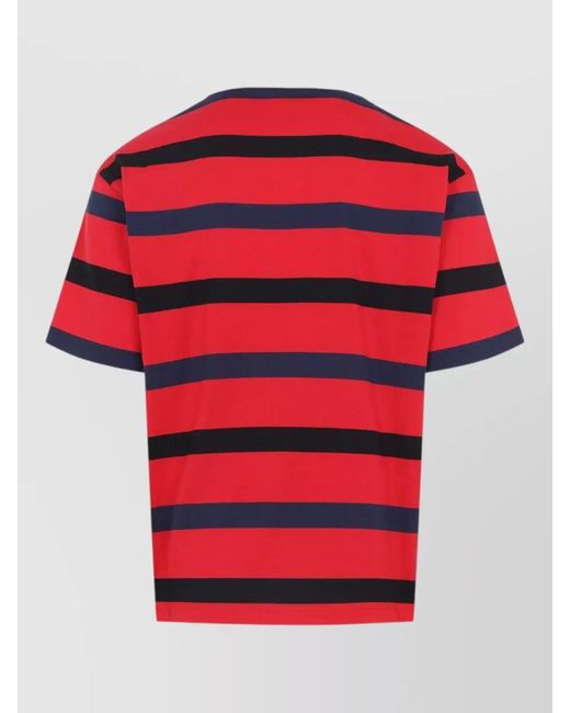 Prada Red Polo Shirt Contrast Collar Short Sleeves Stripes for men