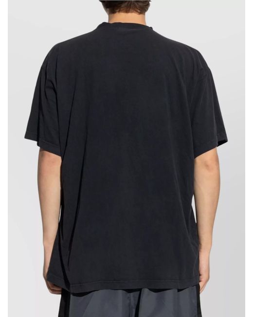 Balenciaga Black Crew Neck Top With Short Sleeves Design
