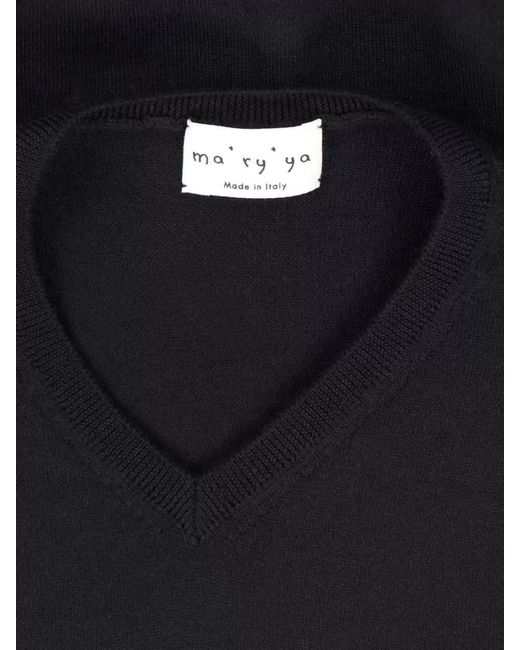 Ma'ry'ya Blue Knitwear V Neck Long Sleeve Sweater