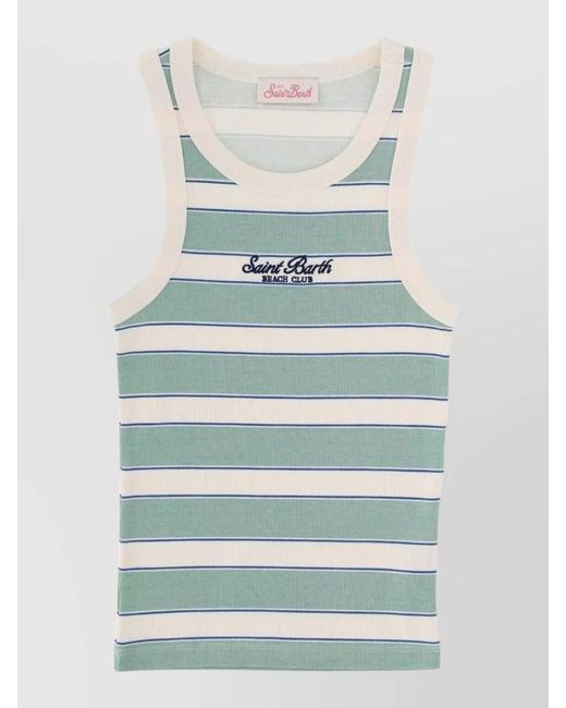Mc2 Saint Barth Blue Cotton Tank Top