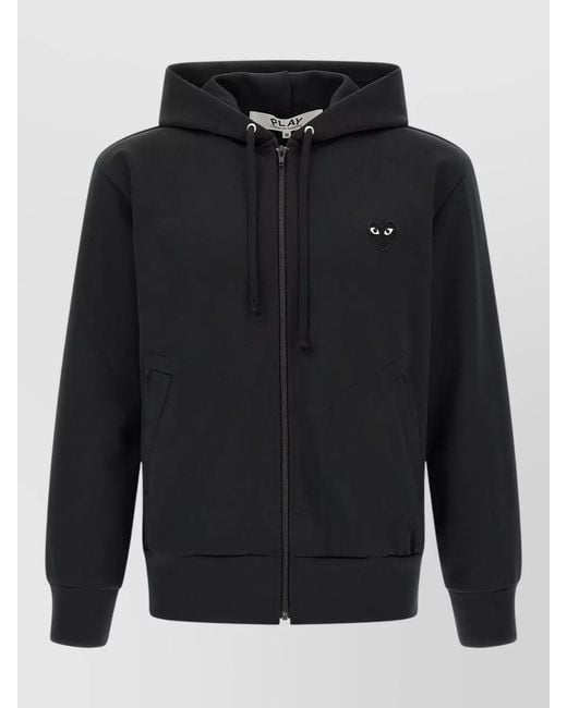COMME DES GARÇONS PLAY Black Polyester Zip-Up Hoodie for men