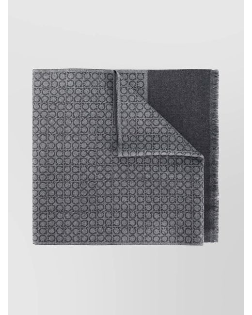 Ferragamo Gray Wool Logo-Print Scarf for men