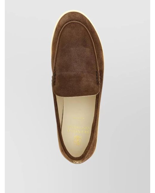 Brunello Cucinelli Brown Suede Loafers Sneakers Round Toe Rubber Sole for men