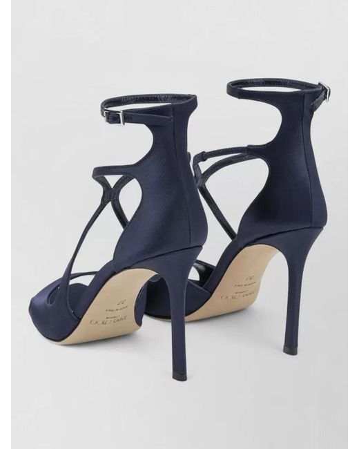 Jimmy Choo Blue Azia 95Mm Ankle Strap Strappy Sandals
