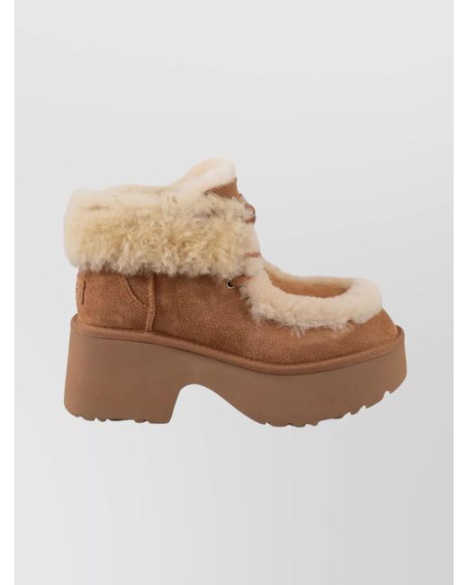 Ugg Natural Leather Lace-Up Ankle Boots