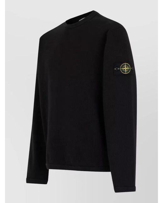 Stone Island Black Cotton Crew Neck Sweatshirt Long Sleeves for men