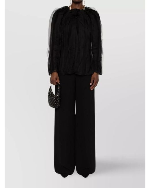 Giorgio Armani Black Silk Wide-Leg Trousers