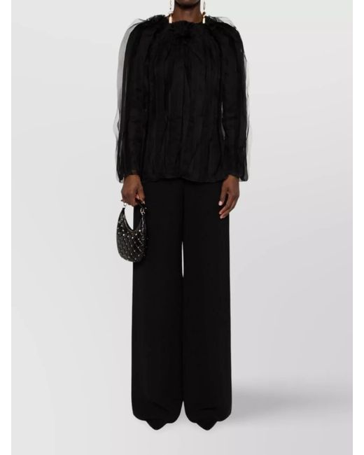 Giorgio Armani Black Silk Wide-Leg Trousers
