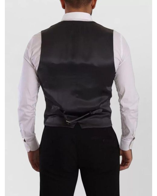 Dolce & Gabbana Blue Wool Striped Double-Breasted Waistcoat for men