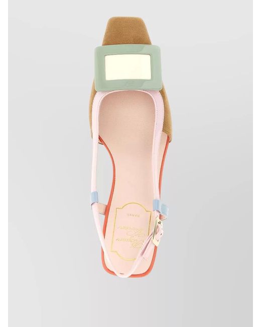 Roger Vivier Pink Belle Vivier Slingback Sandals Block Heel