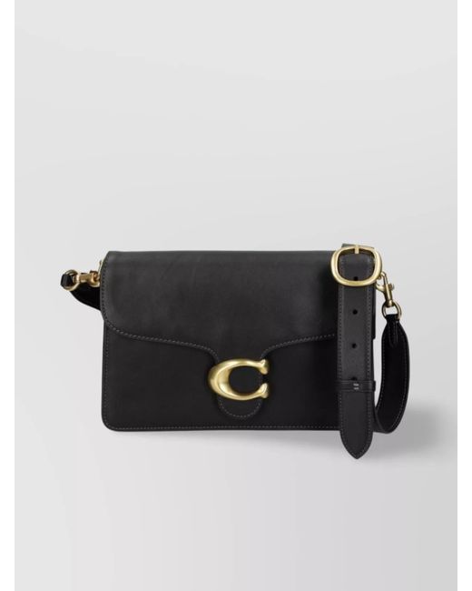 COACH Black Tabby Leather Shoulder Bag With Chain Strap