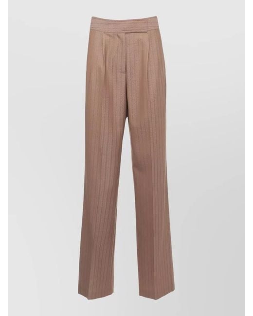 Etro Brown Wool Pinstripe Palazzo Pants High Waist