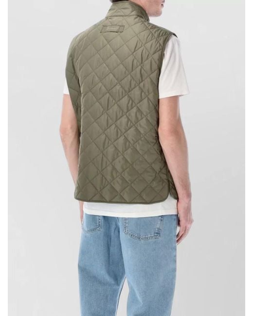 Barbour Green Lowerdale High Collar Quilted Vest Sleeveless for men