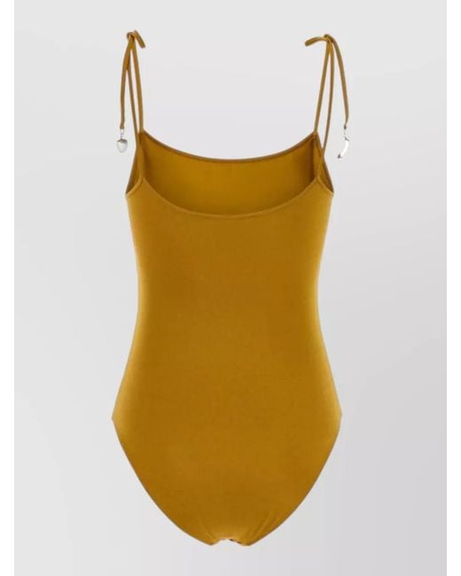 Chloé Brown One Piece Swimsuit High Leg Scoop Back