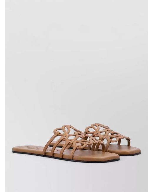 Loewe Multicolor Petal Anagram Calfskin Strappy Flat Slide