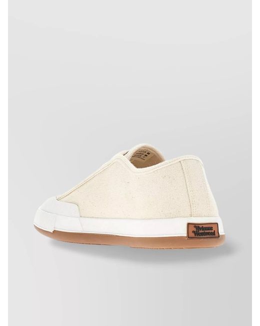 Vivienne Westwood White Logo Print Canvas Low-Top Sneakers for men