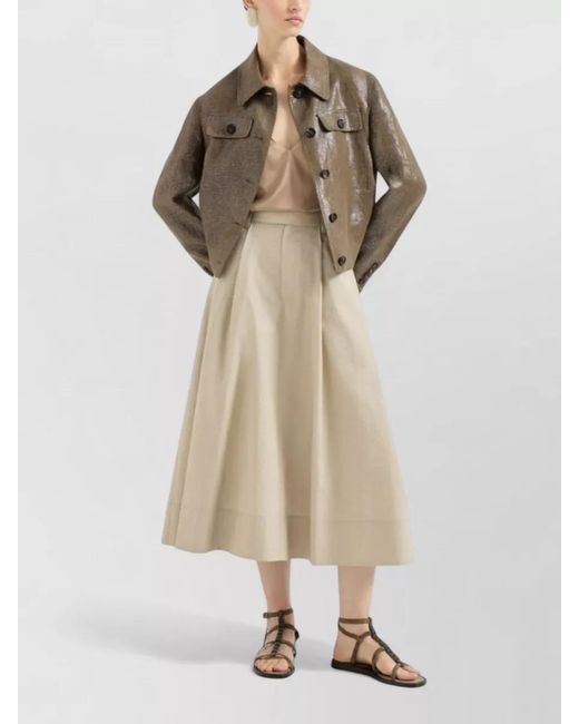 Brunello Cucinelli Natural Cotton A-Line Maxi Skirt