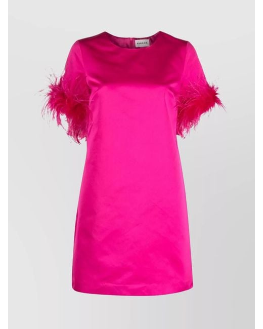 P.A.R.O.S.H. Pink Feather Mini Dress