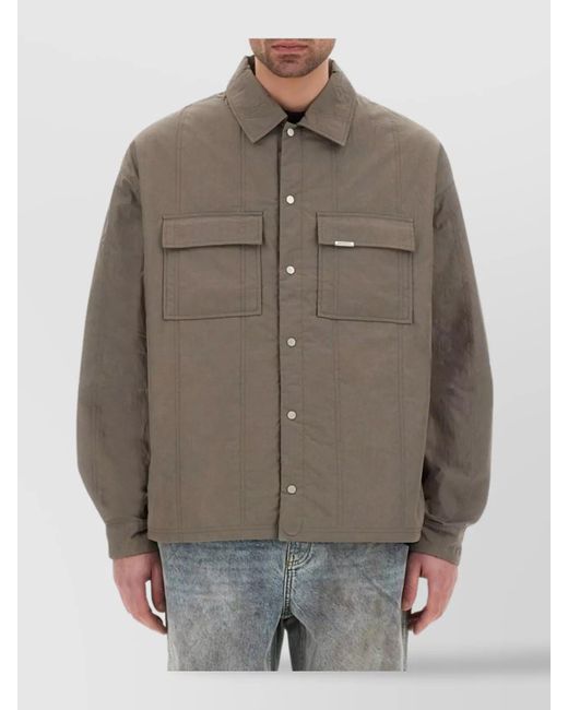Represent Gray Quilted Shirt Jacket for men