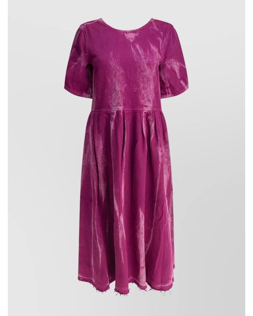 Ganni Purple Denim Open-Back Midi Dress