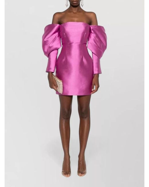 Solace London Pink Freja Off Shoulder Mini Dress Silhouette