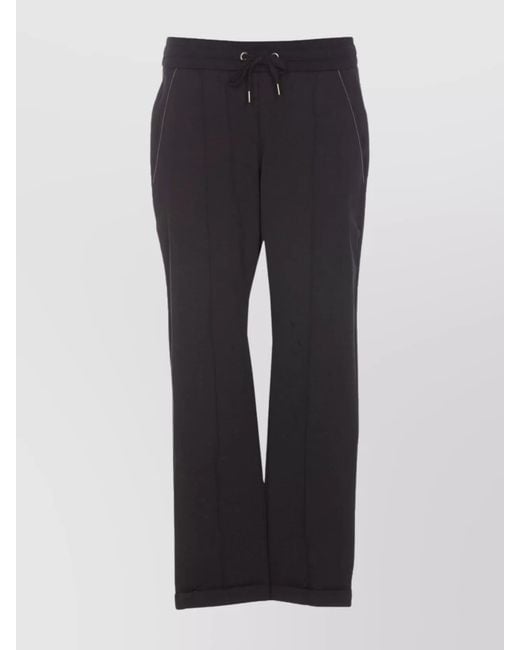 Brunello Cucinelli Blue Drawstring Waist Straight Leg Trousers